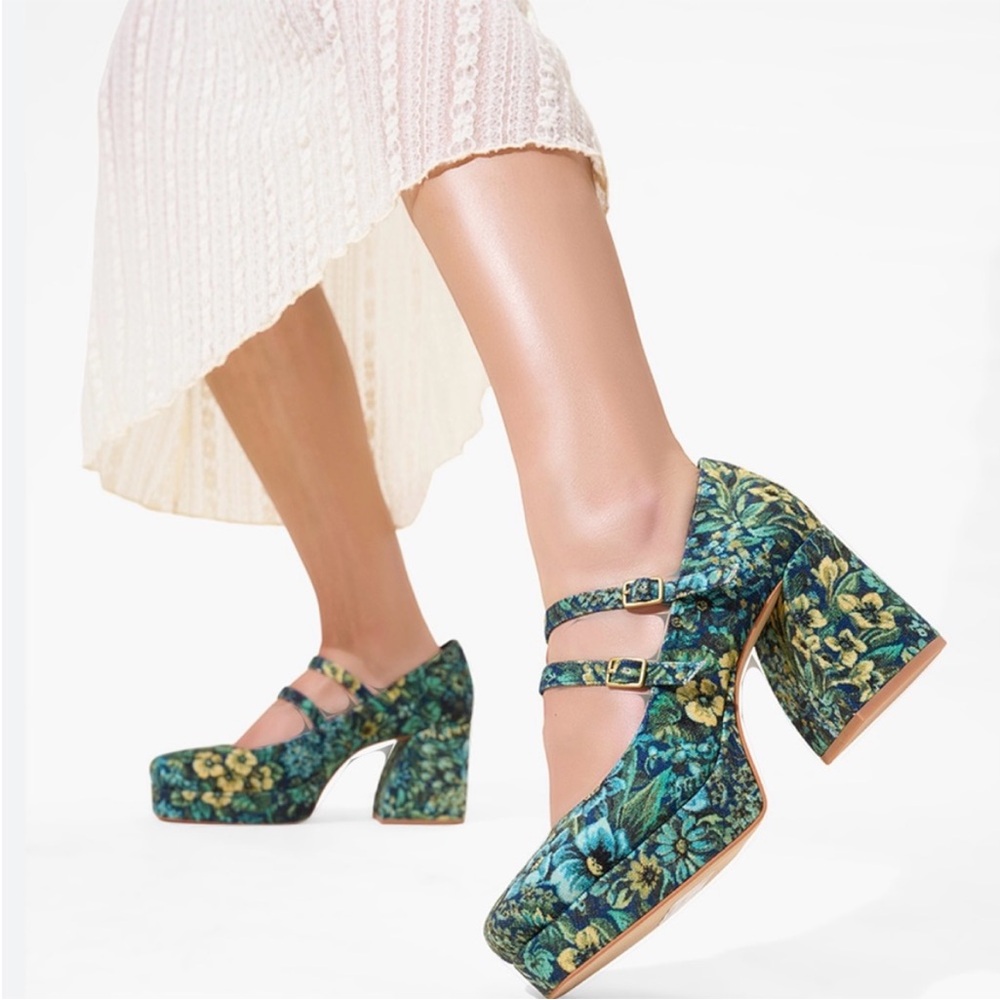 Charlotte Stone Bizzy Blue Floral Heels
